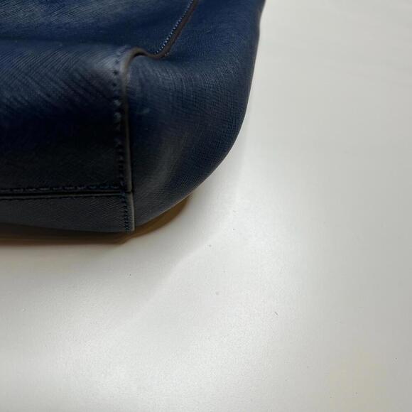 Michael Kors Jet Set Tote Bag Navy Blue Saffiano Leather Gold Logo - Picture 4 of 10